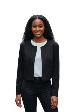 Narciso Rodriguez For Design Nation Women's Snap Button Black Crop Blazer Large